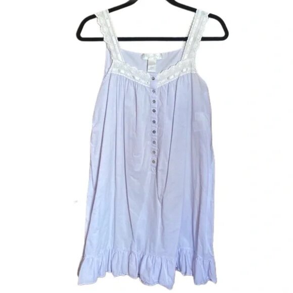 Eileen West - Ballet Nightgown Blue White Eyelit Cottage - Cotton - Sm - Picture 1 of 10